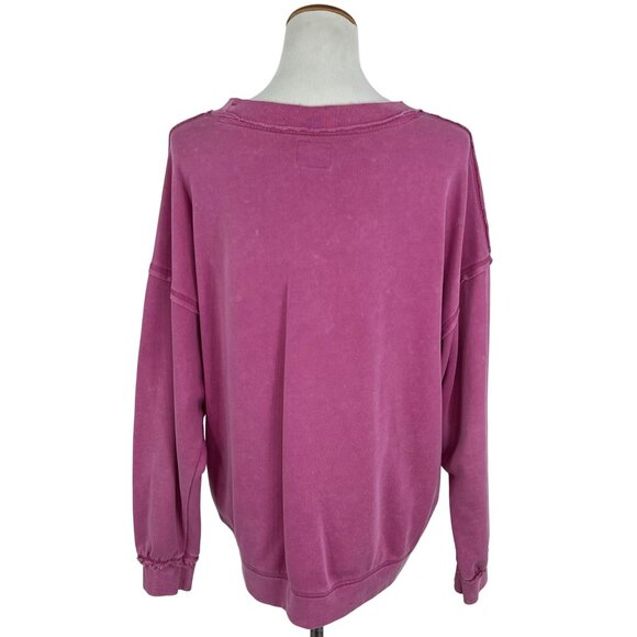 Free People Movement Pink Oversized Cozy Crew Neck Casual Athleisure Sweatshirt - Picture 11 of 16